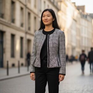 J. Crew Kids Black and White Plaid Blazer